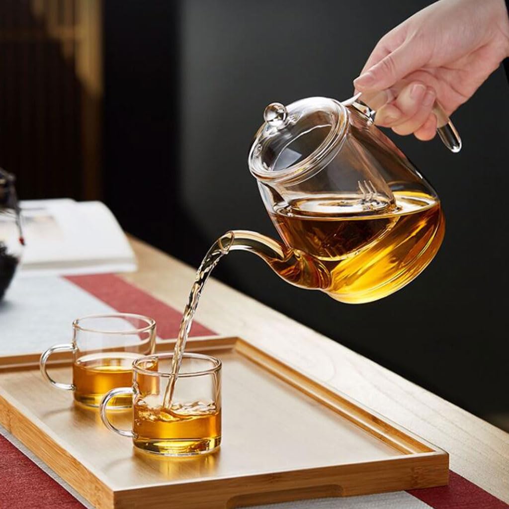 Glas-Teekanne für zu Hause mit Einsatz, Teebereiter, großes Fassungsvermögen, transparenter Obst-Teekessel, Tee-Set, 730 ml