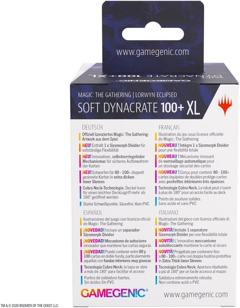 Gamegenic Magic: The Gathering Lorwyn Eclipsed SOFT DYNACRATE 100+ XL - Ashling, Rekindled/Ashling, Rimebound Design, Flexible Sizemorph Divider for 80–100+ Double-Sleeved Cards, Self-Lock Mechanism