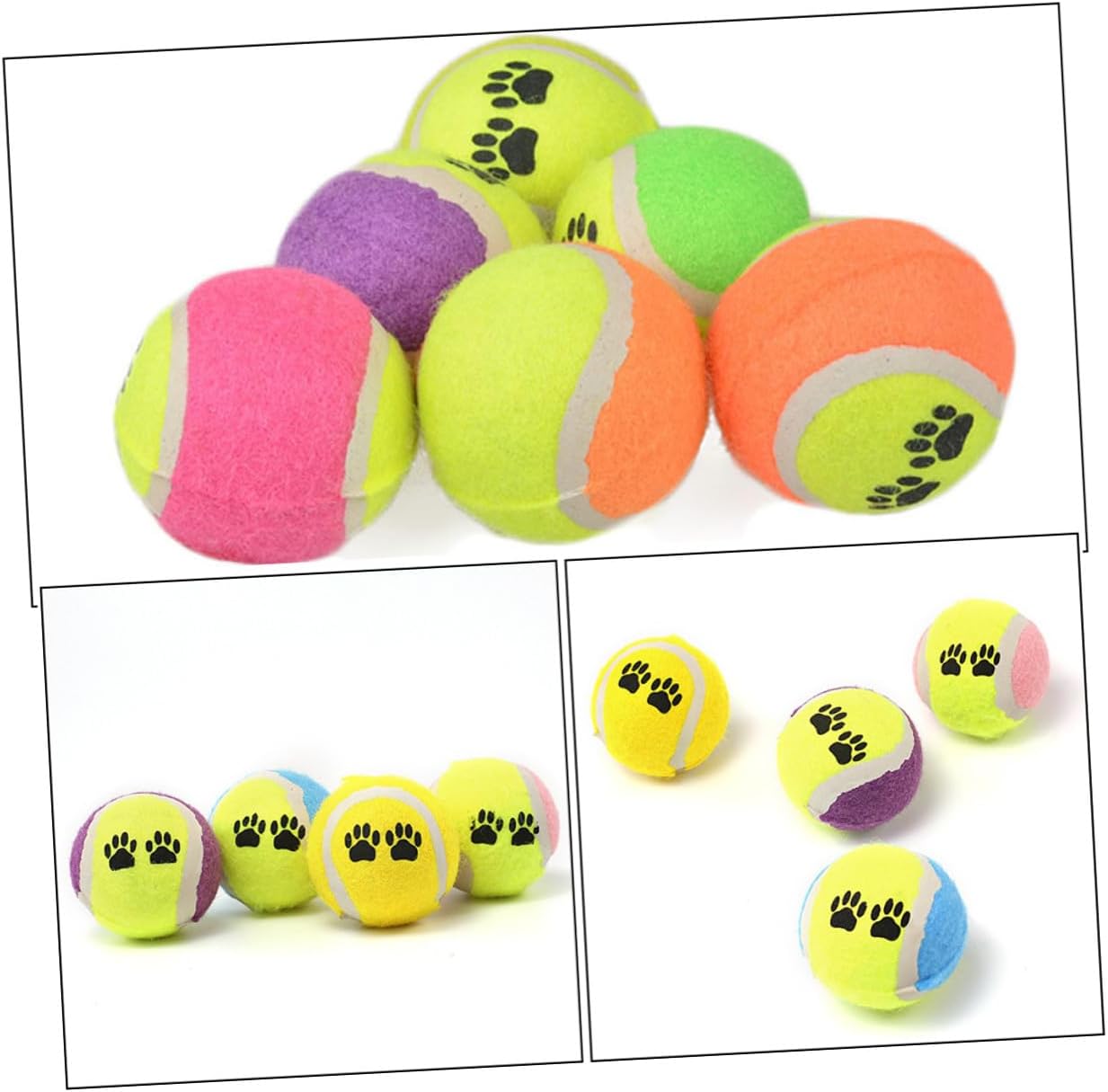 16pcs Pet Tennis Balls Plush Dog Rubber Training Fetch Balls 7cm Diameter Interactive Exercise for Small and Medium Dogs Random Color