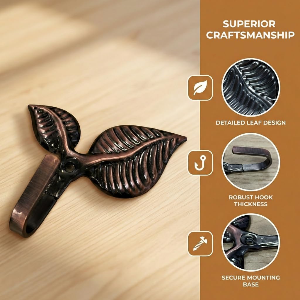 4Pcs Decorative Wall Hooks Rustic Iron Single Hook for Hanging Coats Towels Keys Bags Small Kitchen or Home Hooks Vintage Red Copper Screw-in Coat Rack Hooks (Red Copper)