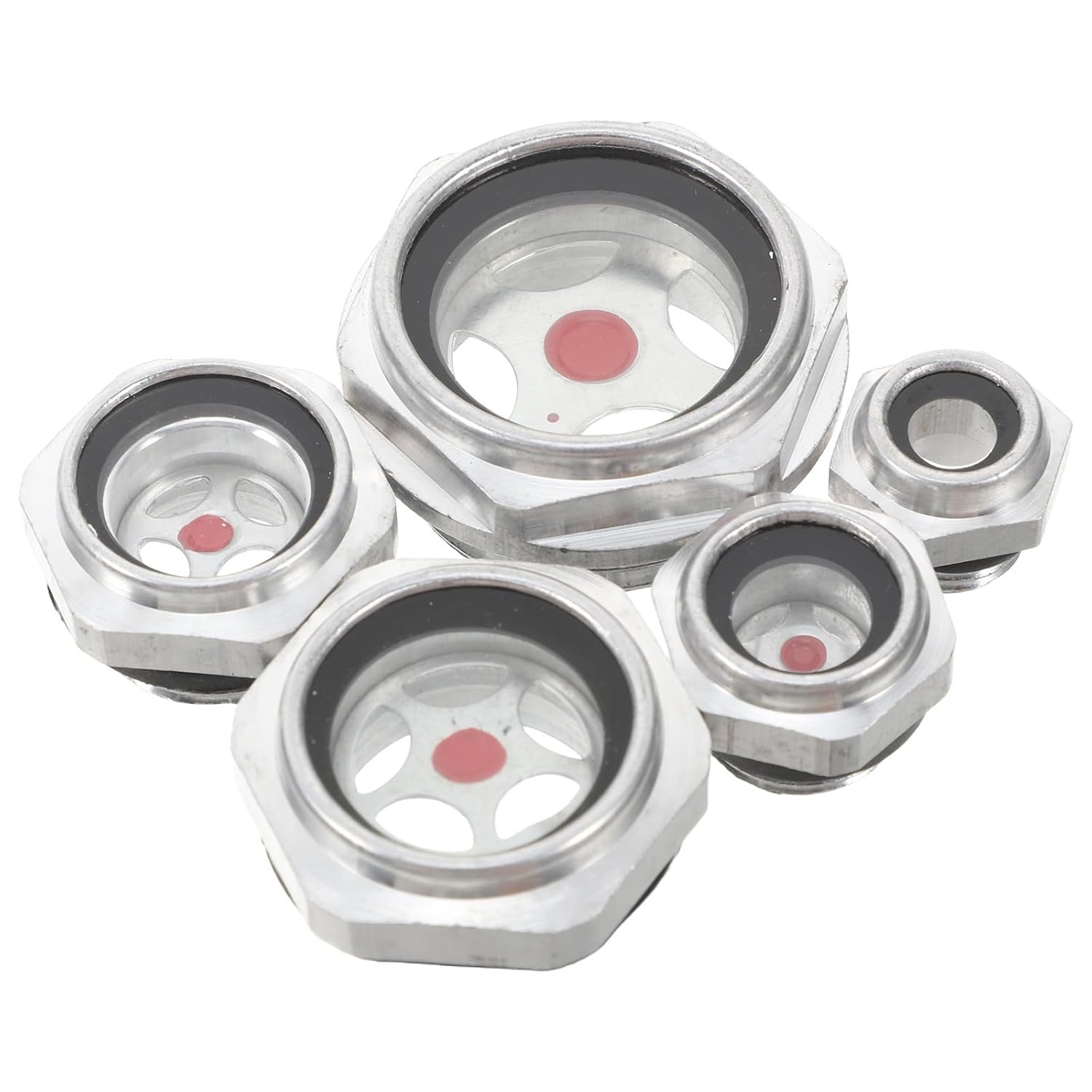 5pcs Aluminum Liquid Level Gauge with Glass for Air Compressor and Pump, Male Thread Oil Window, Easy Installation, Reliable Performance for Automotive Industry