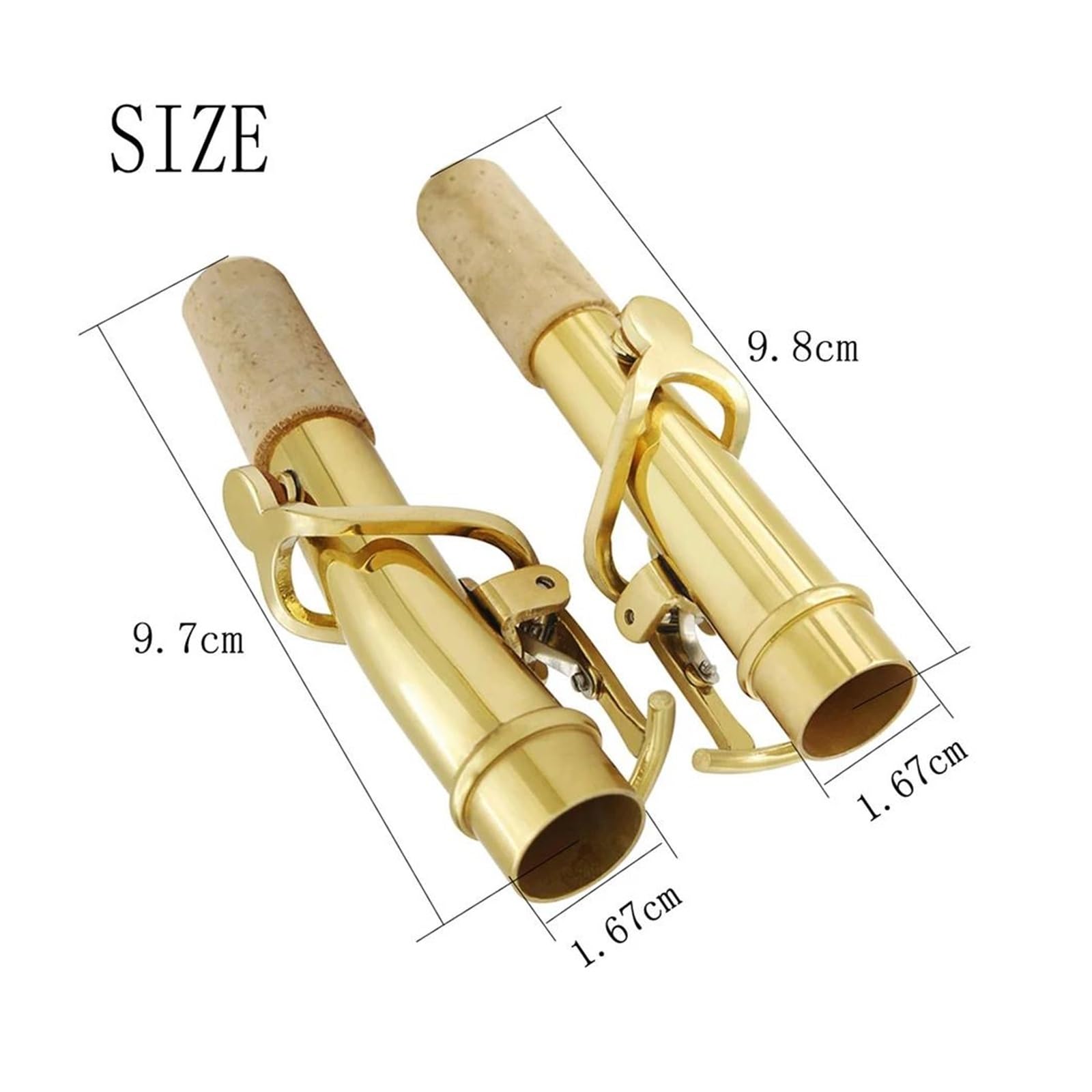 Kit de Accesorios saxofón 2 Unids/set Soprano Recto Cuello De Saxofón Lacado Dorado Material DE LATÓN 16,7mm Accesorio De Instrumento De Viento De Madera