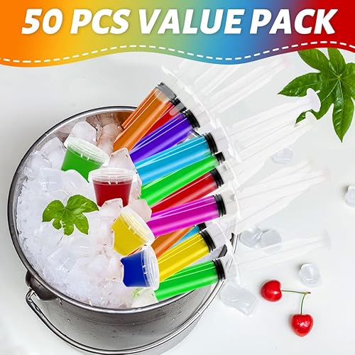 Miniatura 2 de El juego de 50 chupitos de gelatina incluye 25 jeringas de gelatina de 2 onzas y 25 vasos de gelatina de 2 onzas con tapas, jeringa líquida