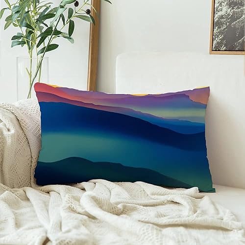 Decorative Throw Lumbar Pillow Covers Velvet Horizon Tour Height Peak Mount Mountains Sunset Natural Dawn Parks Outdoor Sundown Range Mountain