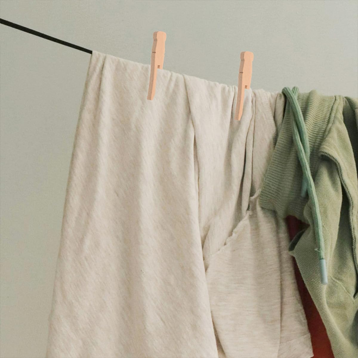 Pinzas de Madera Clásicas Redondas para Ropa, 100 Unidades