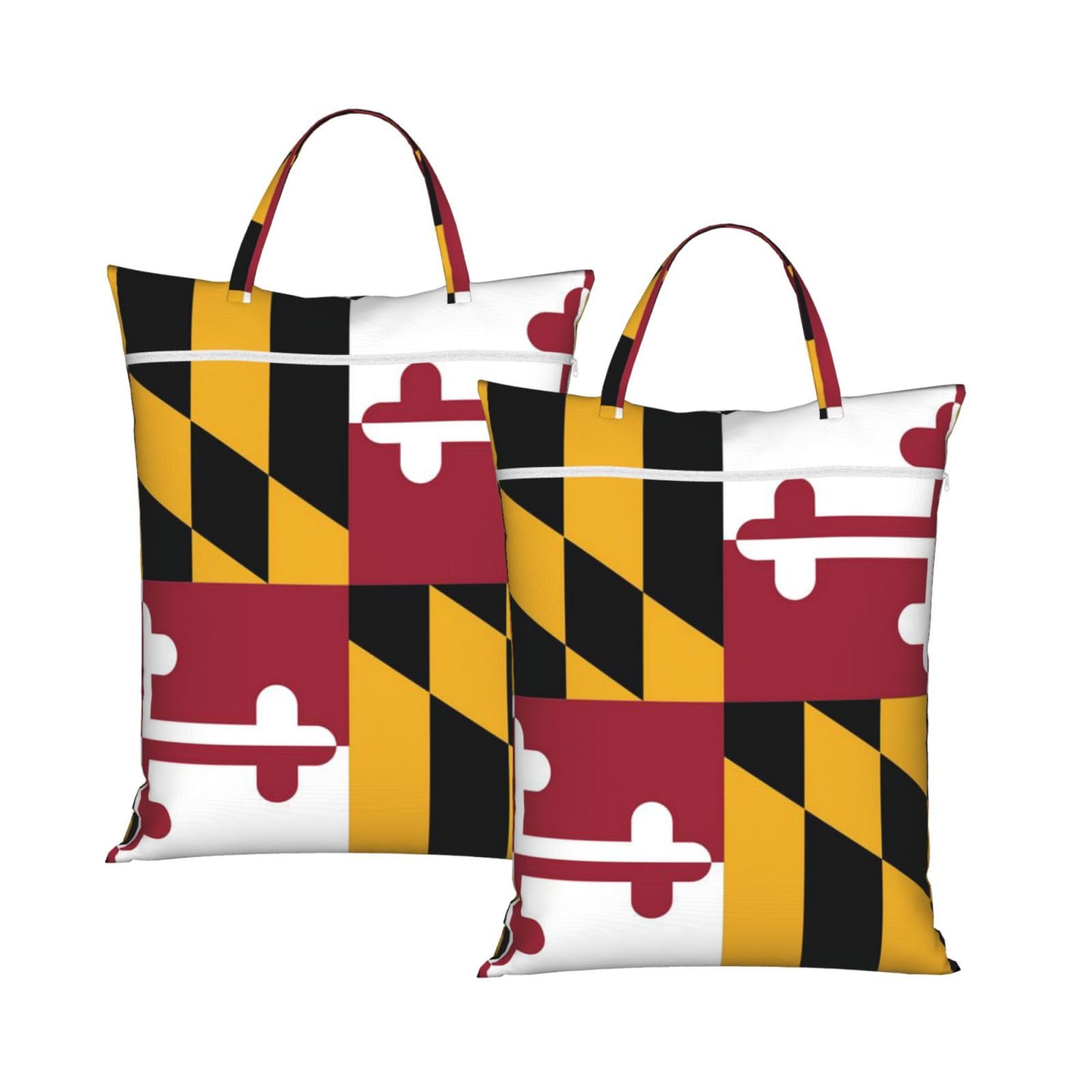 Yfsgdlbn 2Pcs Flag Of Maryland Printed Travel Dirty Laundry Bag Clothes Pack Storage Basket Bag
