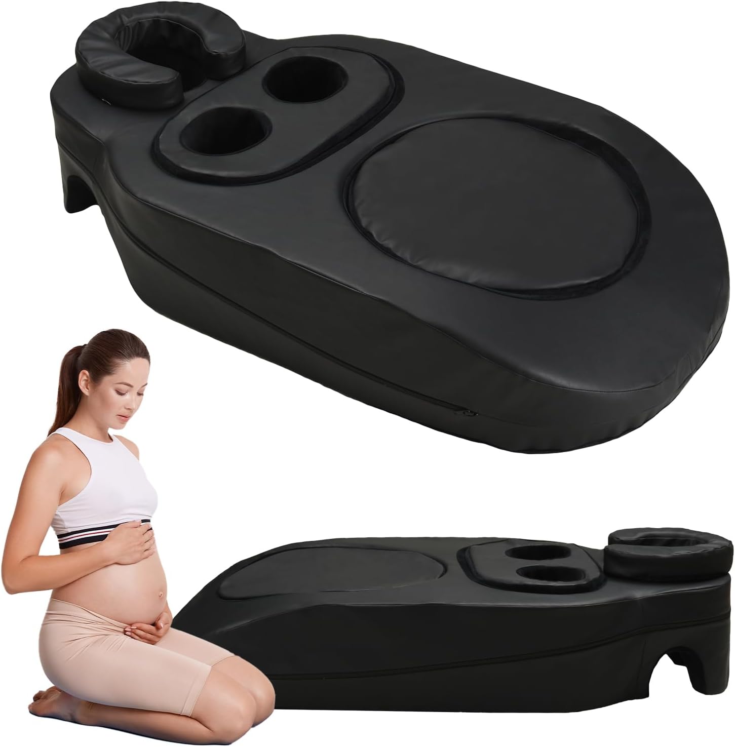 Pregnancy Massage Cushion & Headrest - Release Lower Back Pain, Prenatal Bolster Full Body Relaxing, Maternity Massage Cushion Includes Storage Bag ?Jet Black?