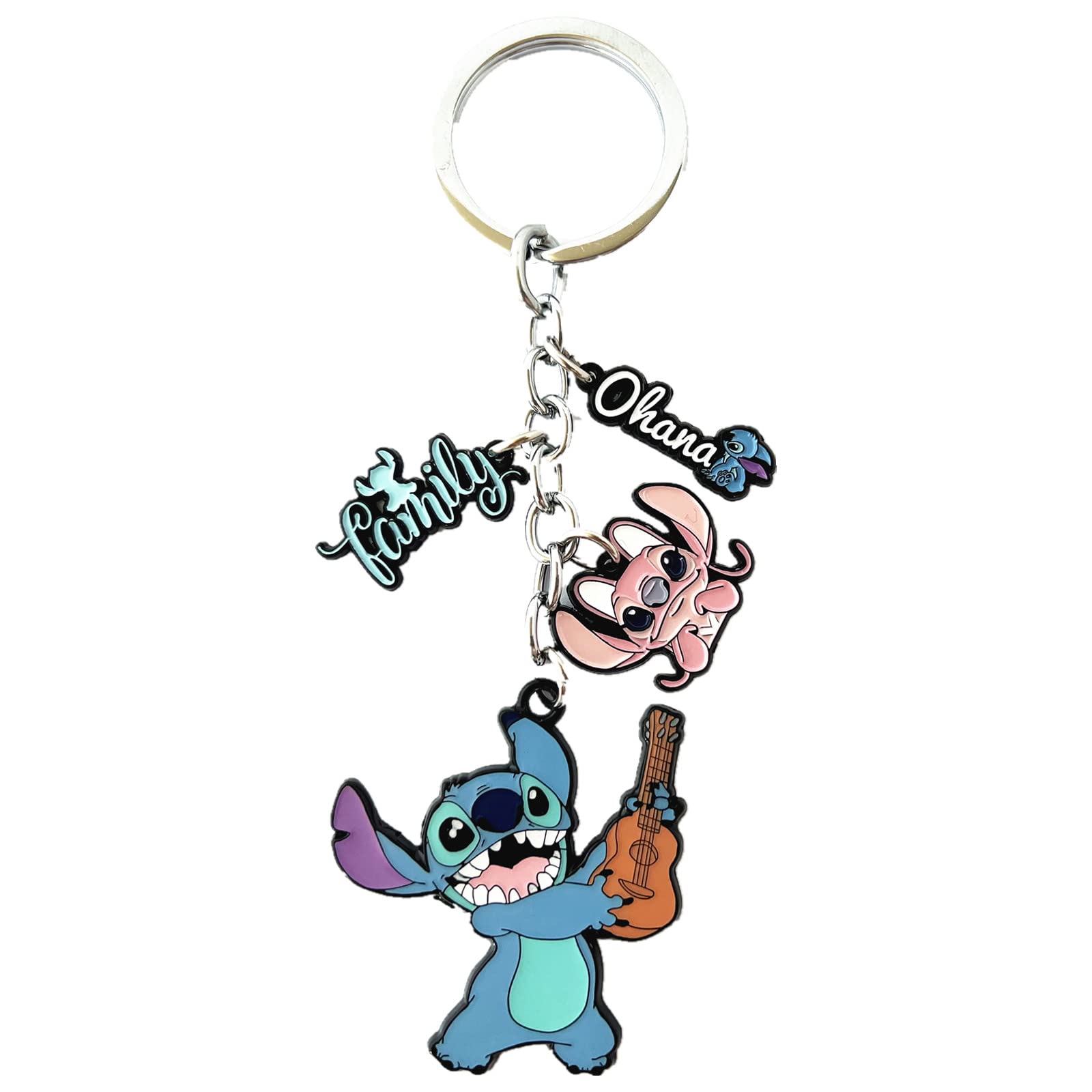 Stich Keychain Zinc Alloy Anime Cartoon Ohana Means Family Keychain for Boys Girls and Women