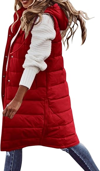 Manteau D'Hiver Femme Sans Manches - Capuche, Doublure Matelassée, Chaud Et Épais Pour Extérieur