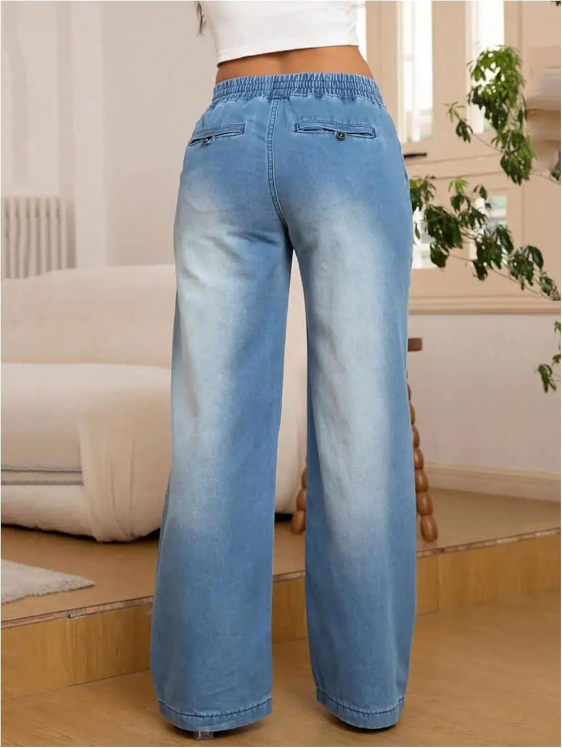 GORGLITTER Women's Y2k Baggy Wide Leg Jeans High Waisted Loose Denim Pants Casual Bottoms with Pockets - Image 3