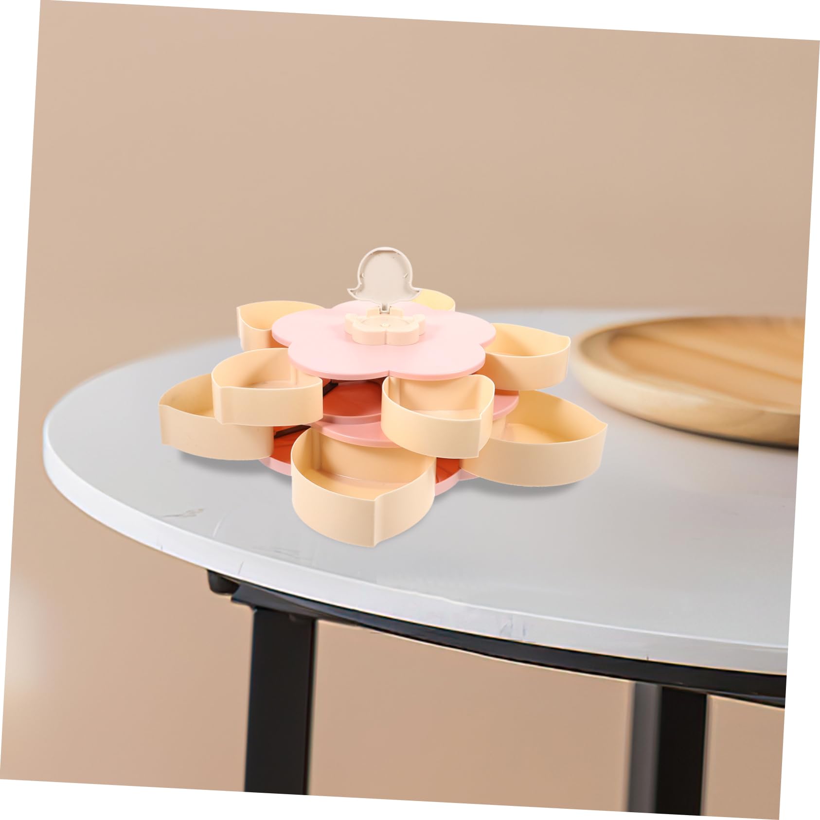 COLLBATH Blumenform-aufbewahrungsbox Für Süßigkeiten Zweischichtig Snackbehälter Mit Handyhalter Drehdesign Lebensmittelbox Mit Fächern