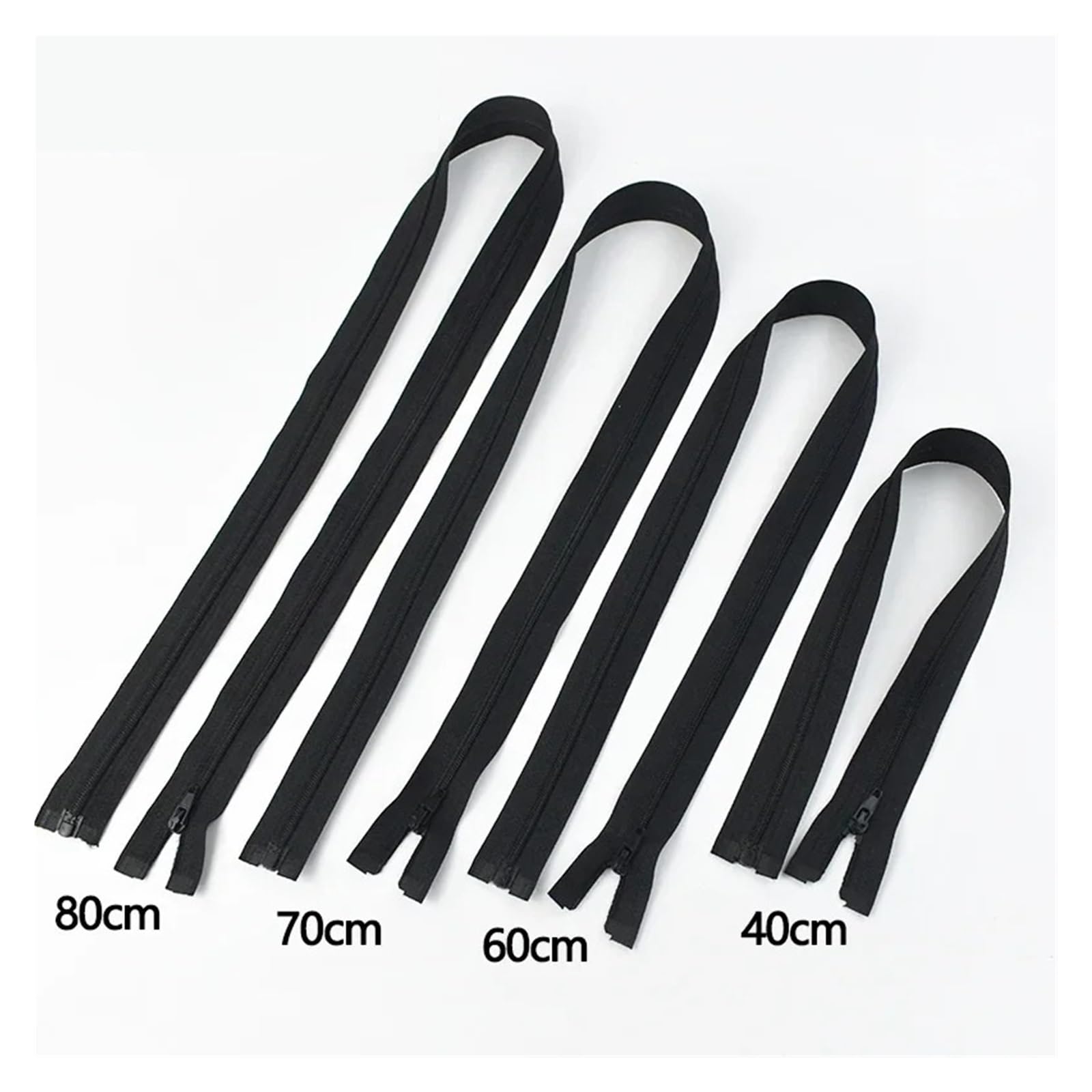 Lot de 5 fermetures éclair en nylon noir et blanc - 40-300 cm - Fermeture éclair à extrémité ouverte - Pour veste, manteau, chaussures - Accessoires de couture - Bricolage - Blanc - 100 cm