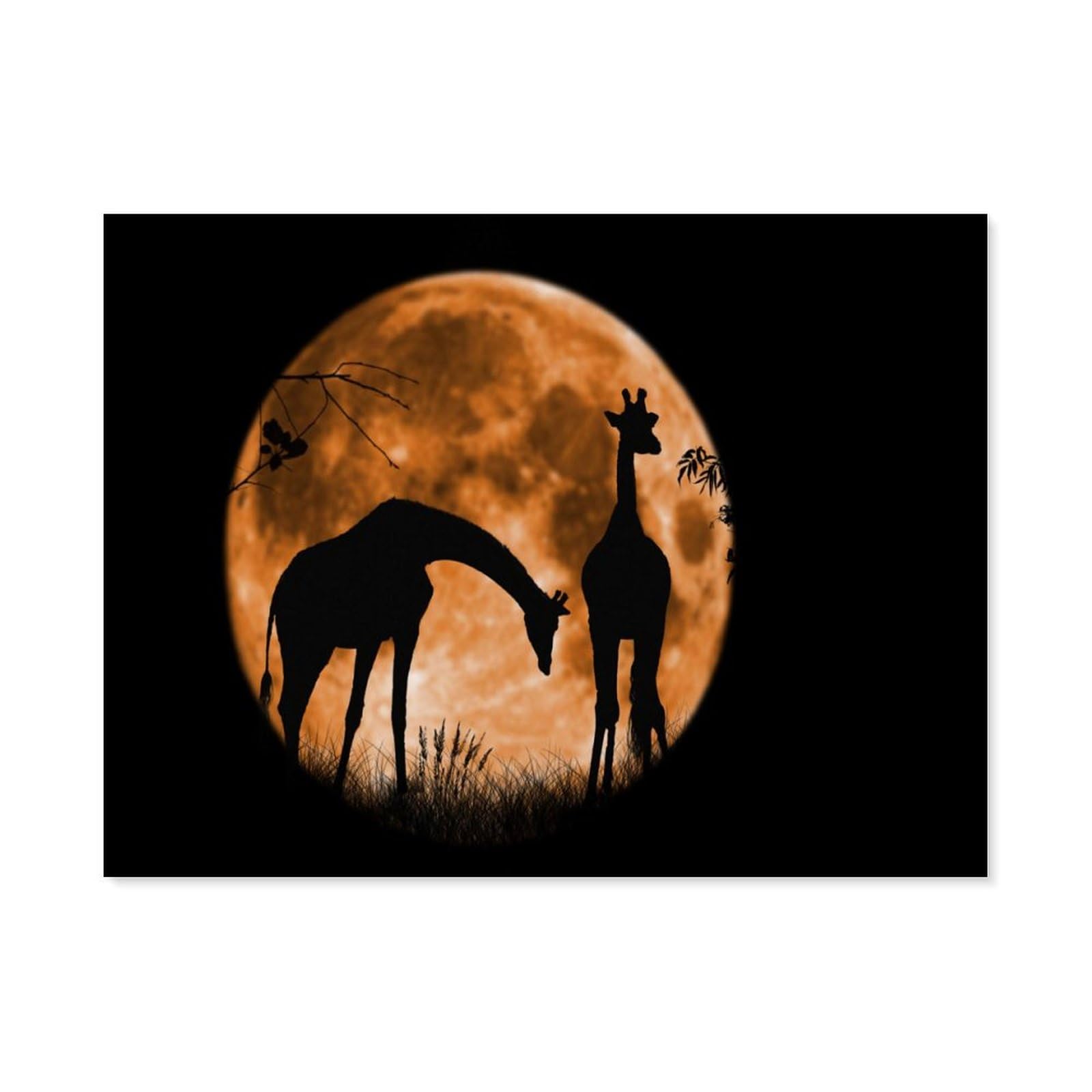 Paint by Numbers for Adults，Giraffe Family Moon Earth Animals，DIY Paint by Numbers Kits for Adults Kids on Canvas with Brushes and Acrylic Pigment Oil Painting Kits Home Decor Gift(30x40cm) -D97