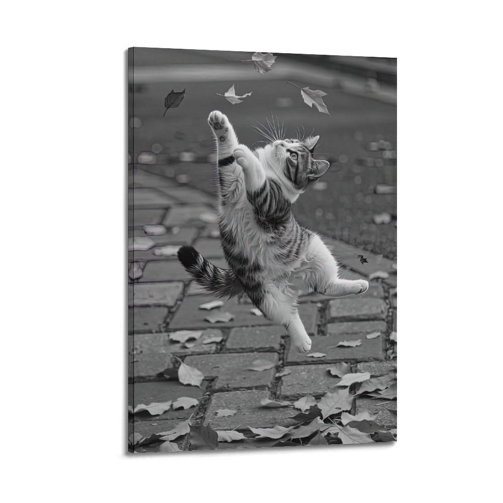OKAHYS Vintage Animal Cat Poster Kittens Jump Artwork Decorative Painting Canvas Wall Artworks Picture 12x18inch(30x45cm)
