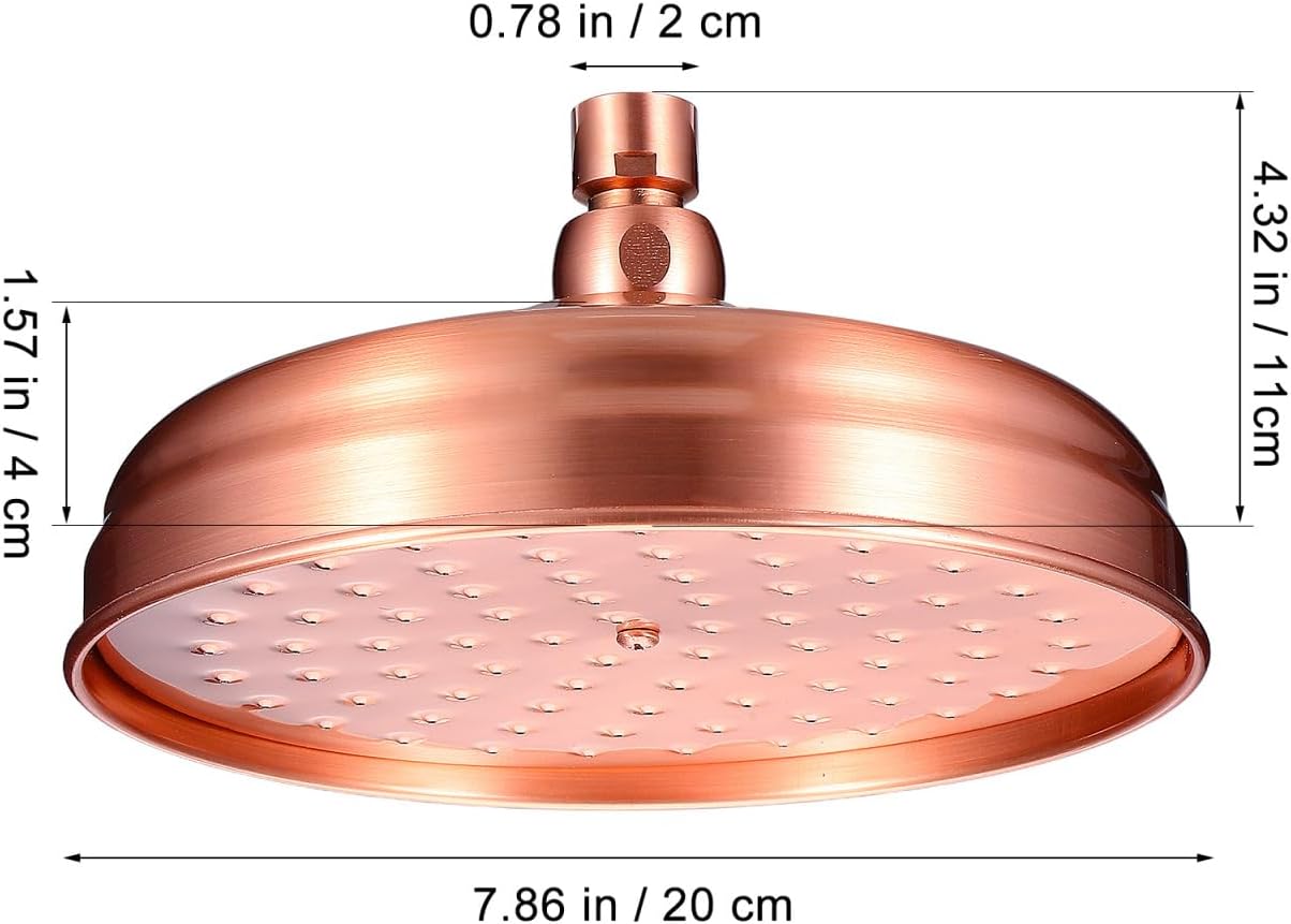 DOITOOL Rain Shower Head,7.8 Inch High Pressure Rainfall Shower Heads for Bathroom,Round Vintage Antique Shower Heads,Waterfall Shower Head,Overhead Shower Head Replacement