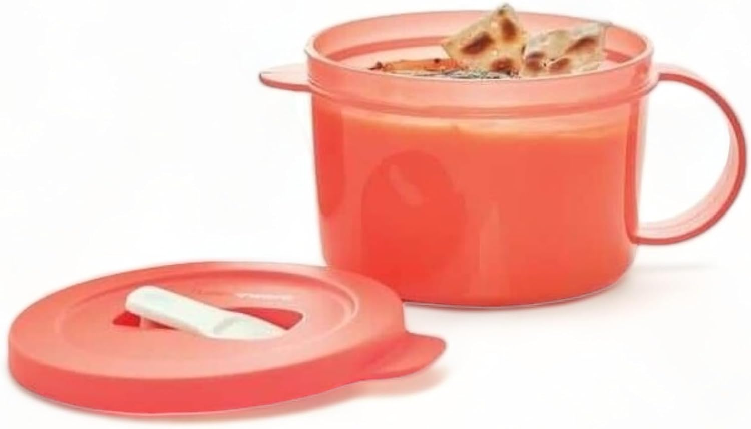 Tupperware CrystalWave Microwave Soup Mug Coral Pink 16 oz. Capacity