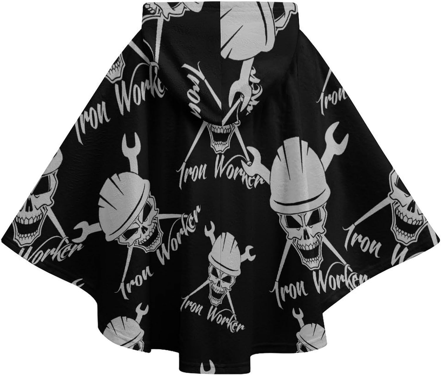 Iron Worker Skull Wearable Blanket with Hooded Flannel Blankets Cape with Pocket