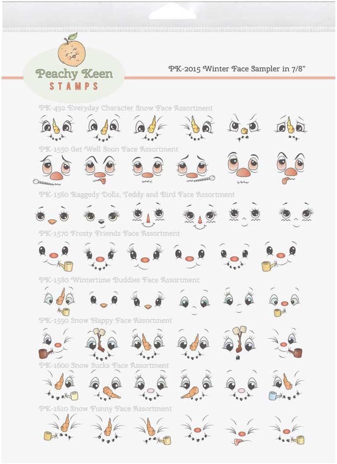 Peachy Keen Stamps Clear Face Assortment 4-Winter Sampler, Other, Multicoloured, 0.38x22.22x31.11 cm