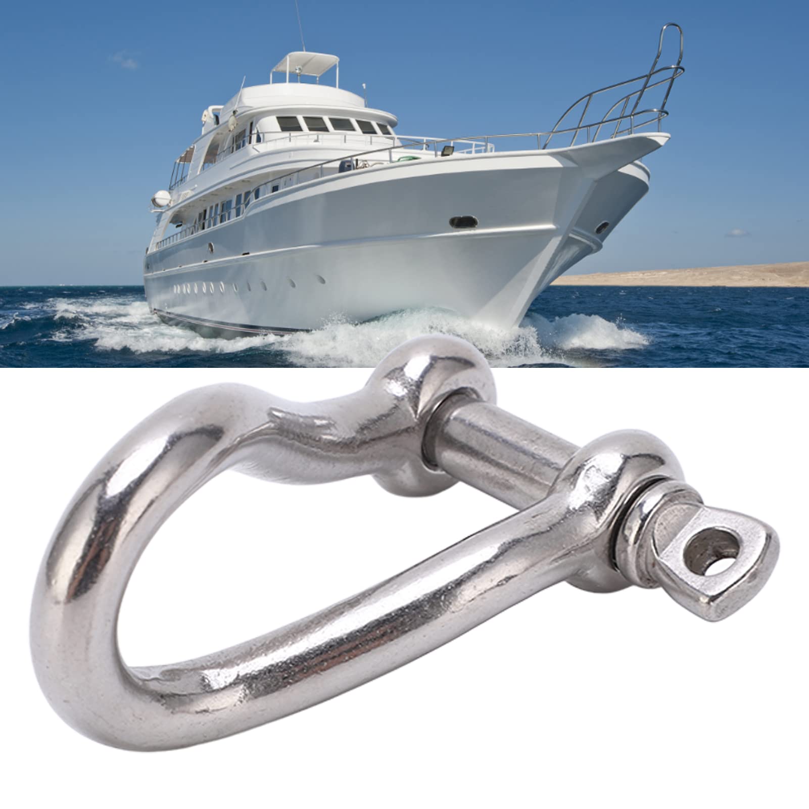 Leapiture Stainless Steel Twisted Shackle Boat Twisted Anchor Shackle 8mm Twisted Shackle Durability Long Lasting for Boat