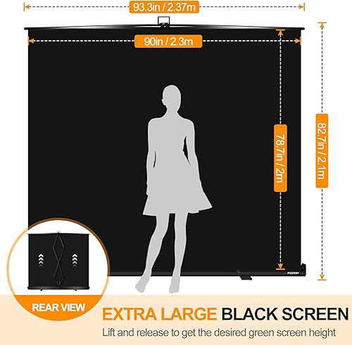 Miniatura 9 de FUDESY Pantalla verde extragrande, panel Chromakey plegable de 74 pulgadas de ancho x 77 pulgadas de alto, retráctil portátil para video de Tiktok,