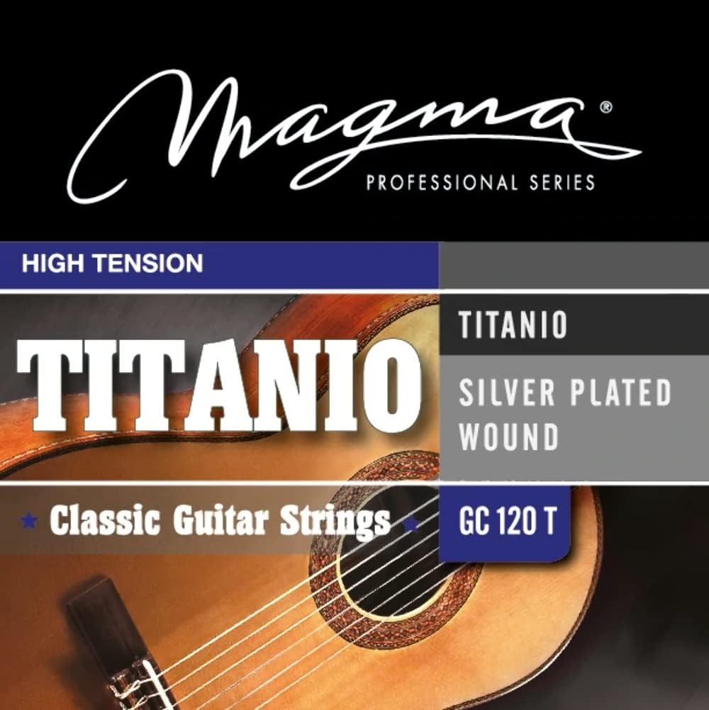Magma Classical Guitar Strings High Tension Classical Acoustic Guitar Strings - Titanium Nylon Trebles - Silver Plated Copper Basses (GC120T) - 3 Sets