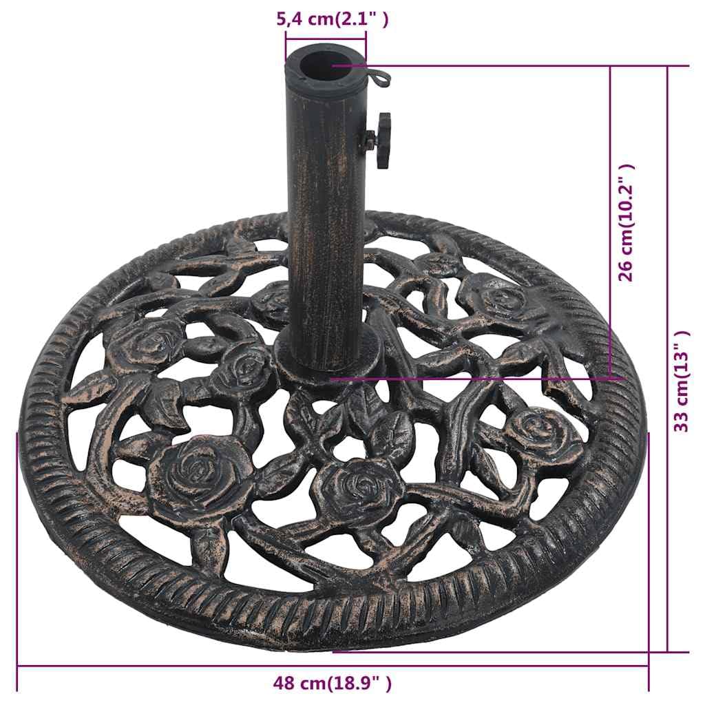 vidaXL Socle de Parasol Bronze 12 kg 48 cm Fonte