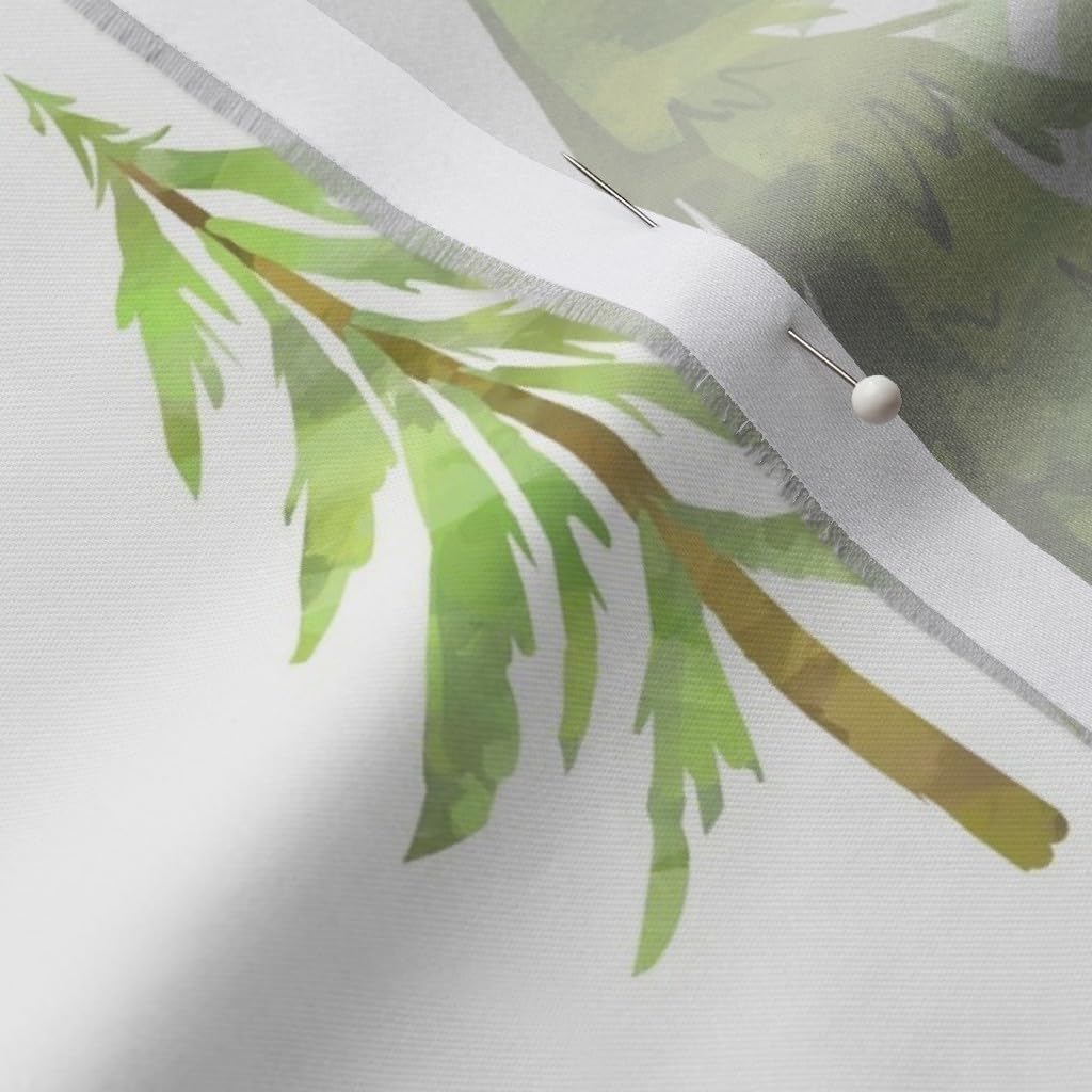 Spoonflower Fabric - Pine Tree Forest Woodland Trees Green Watercolor Printed on Organic Cotton Sateen Fabric by The Yard - Sewing Quilting Apparel Home Decor