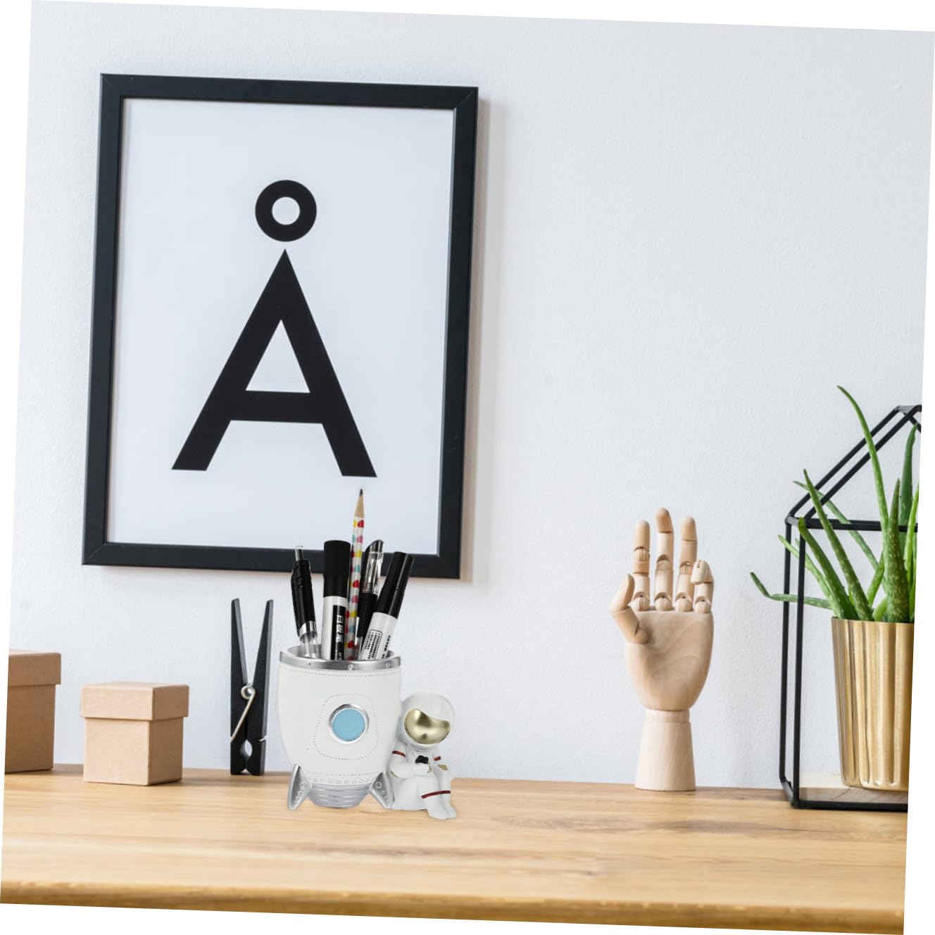 HOMSFOU Portapenne Resina Decorazione per Ufficio e Casa Organizzatore per Scrivania Idea Pratica e per Scuole e Hotel