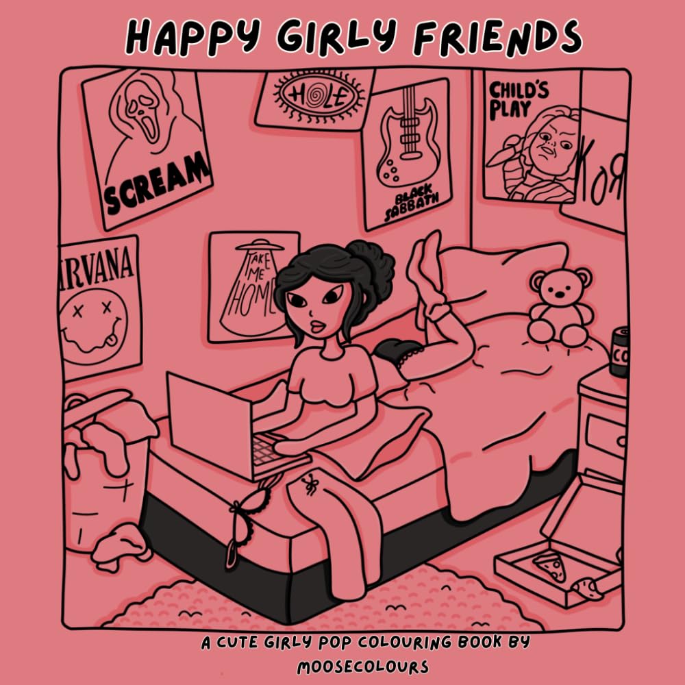 Happy Girly Friends: A cute girly pop colouring book