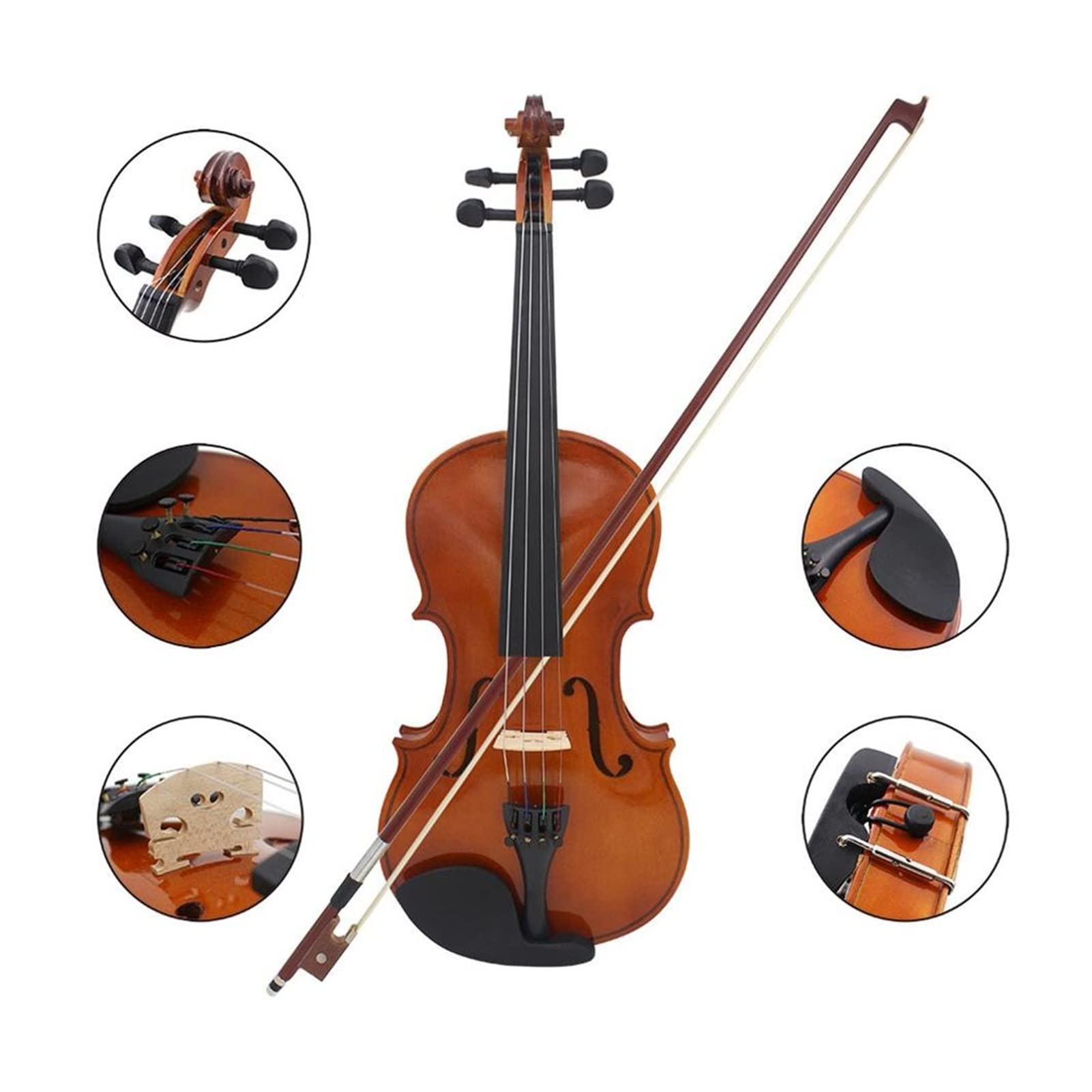 Violino Full Size 4/4 Naturale Violino In Legno Solido Acustico Violino Per Principianti 4 Strumenti A Corda Violino