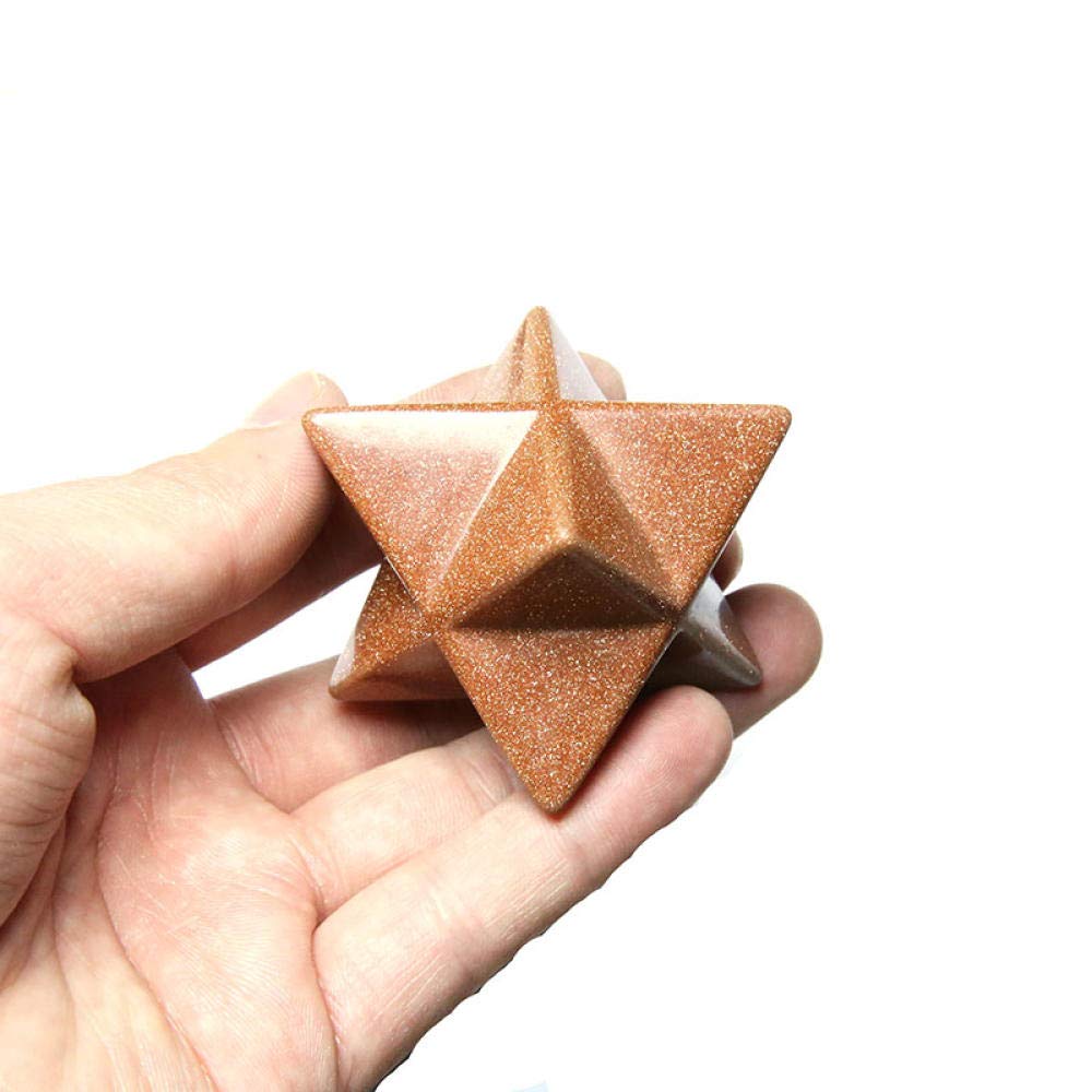 Marrón Oro Arena Piedra Cuarzo Merkaba Tallado hexagrama Estrella de Seis Puntas péndulo Hecho a Mano meditación curación Adorno para el hogar