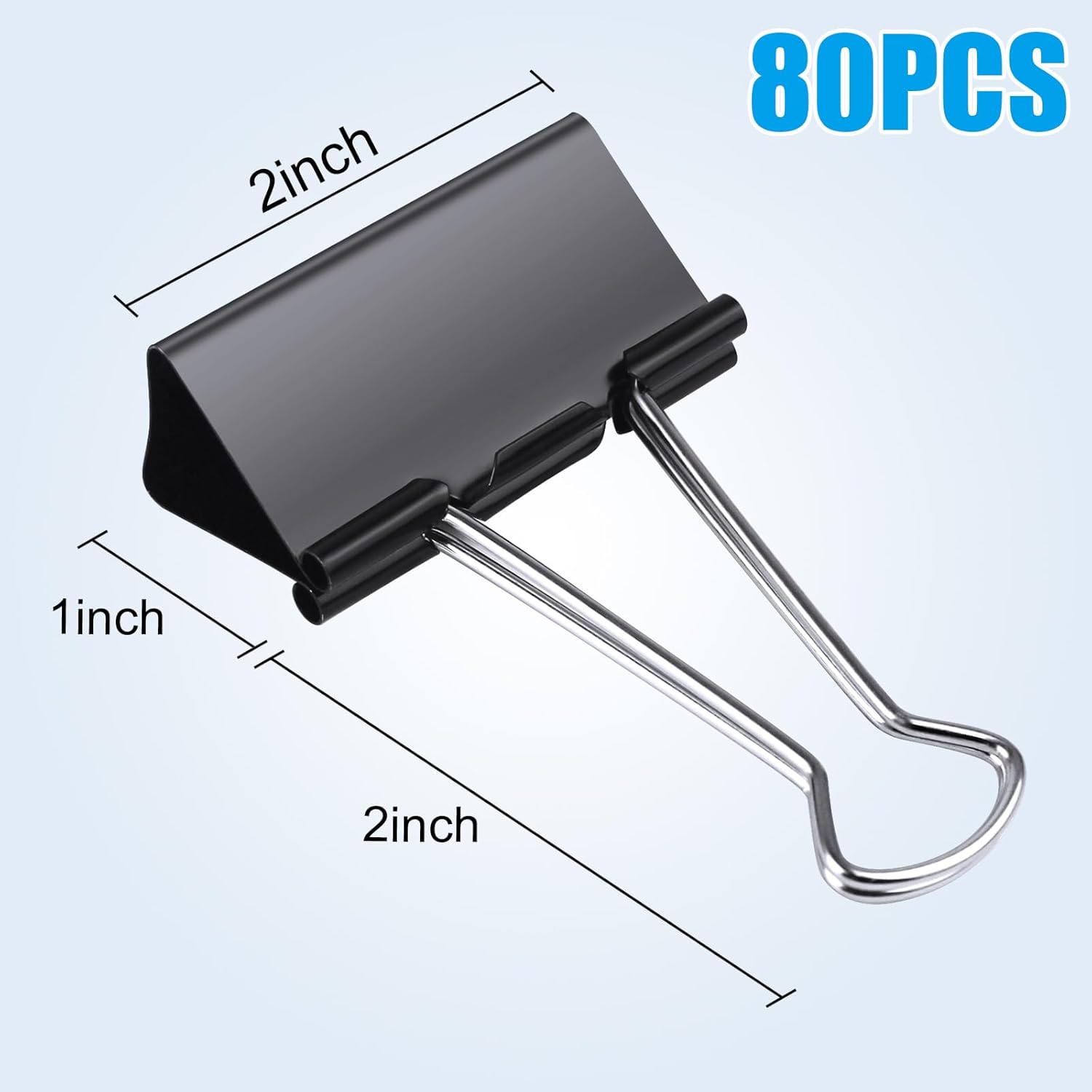 80 PCS 2 inch Binder Clips Extra Large Black Clips Office Supplies Black Paper Clips Paper Clamps for Office Home School Bussiness