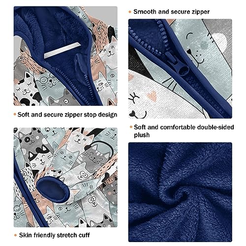 Cute Cartoon Cats Boys Fleece Hoody Jacket Zip Up Coat Warm Fall Winter Plush Jacket Long Sleeve Outerwear3