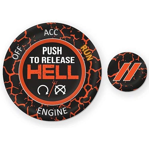 TOOLEPIC Push Start Button Cover for Dodge Challenger Charger Durango Accessories 2015-2025-Engine Start Stop Ignition Switch Kit Interior Accessory-Push to Release Hell Style Custom Fit Orange