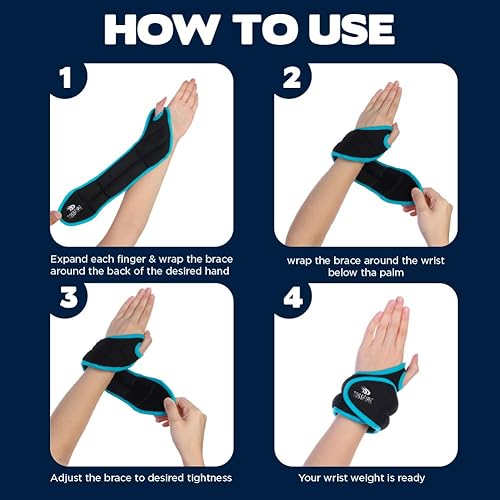 Miniatura 7 de Comfecto Pesas de muñeca con bloqueo de bucles para el pulgar, 1 libra x 2 libras x 2 libras x 2 para correr, entrenamiento de fuerza, caminar,