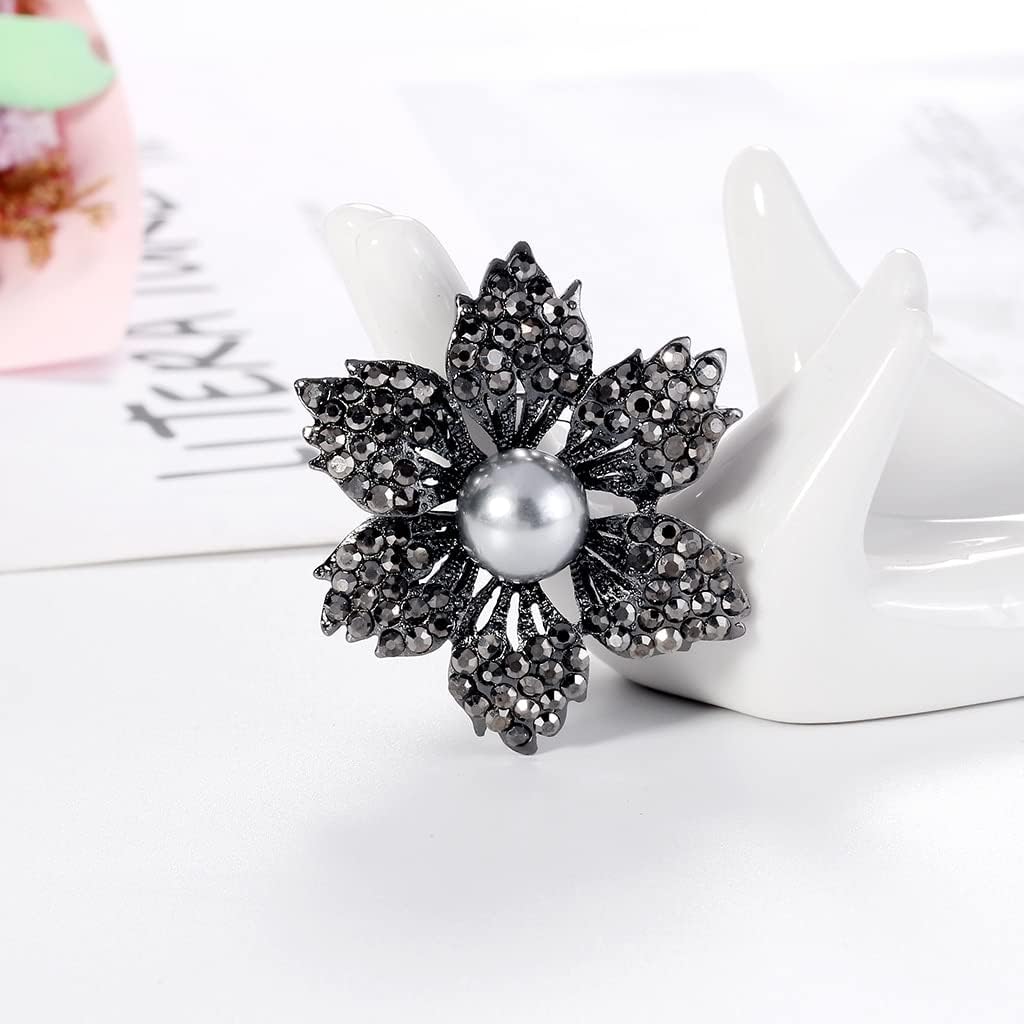 Brooch Pearl Rhinestone Six Petal Flower Brooches for Women Brooch Pins Jewelry Accessories Gifts Brooch pins,Style A