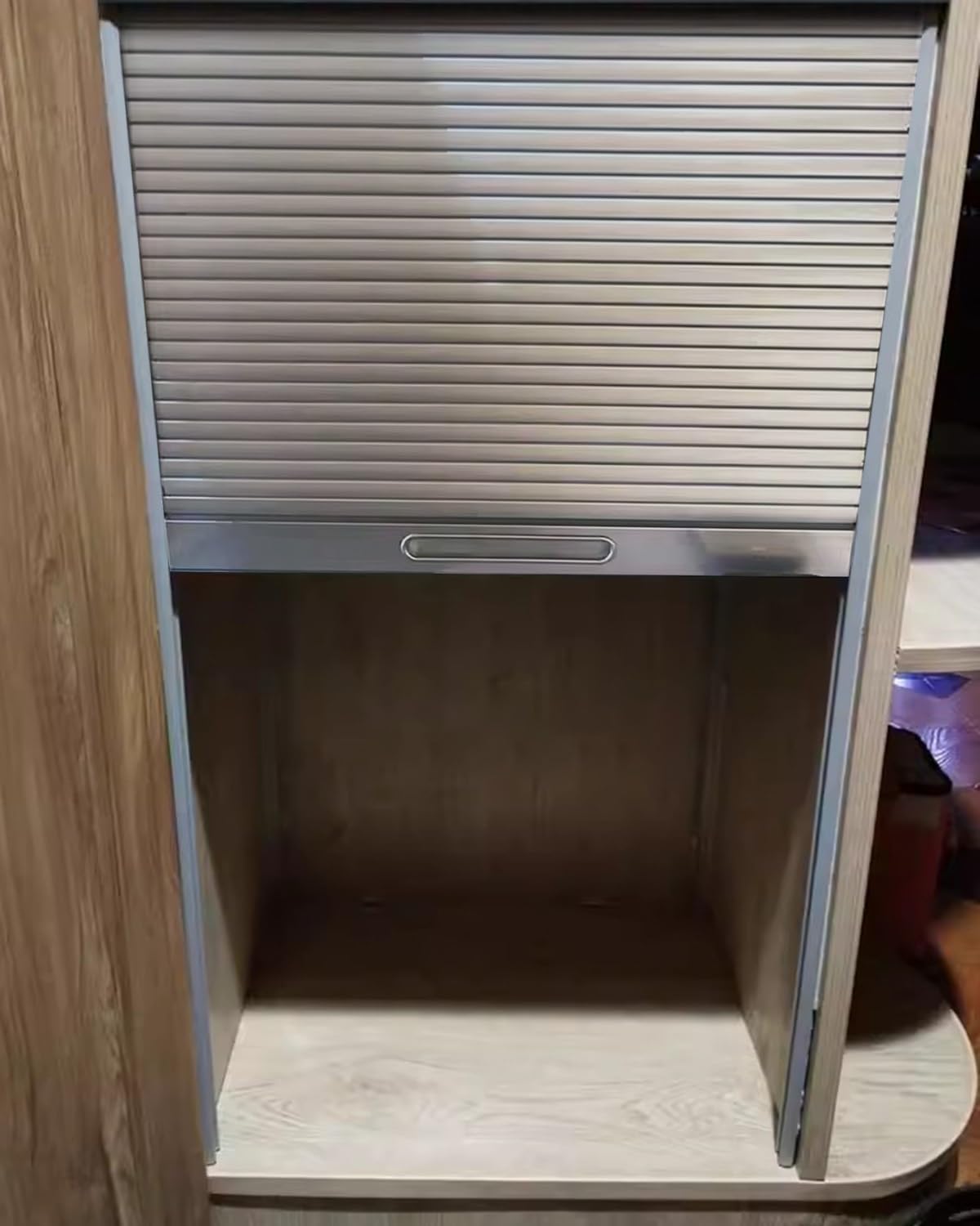 Zestaw szafek kuchennych z przesuwanymi drzwiami tamburowymi – składane drzwi do szafy, kredensu i szafy – zamienna bramka rolowana z systemem prowadnic (srebrny, 60 x 55 cm)