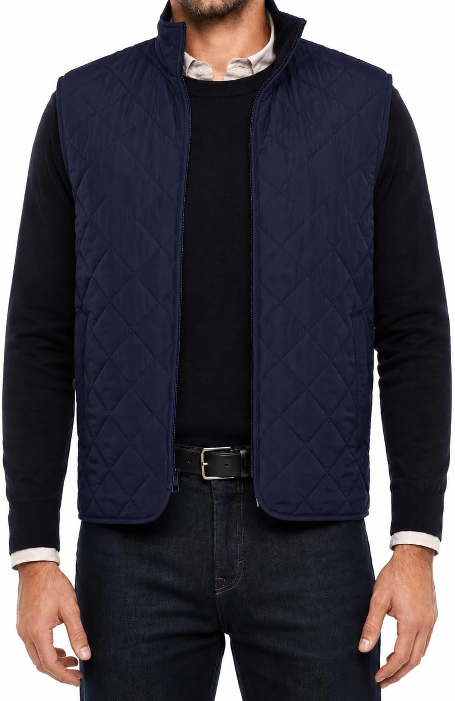 BANANA REPUBLIC Men's Lightweight Quilted Full-Zip Mock Neck Vest