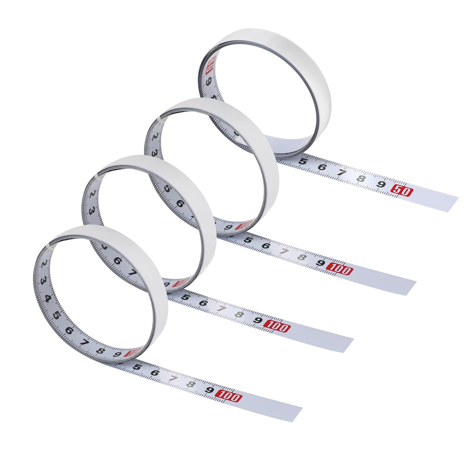 4 Piezas Cinta Métrica Autoadhesiva 1M Acero Inoxidable, Cinta Métrica Costura para Mesa de Corte y Carpintería,Derecha a Izquierda