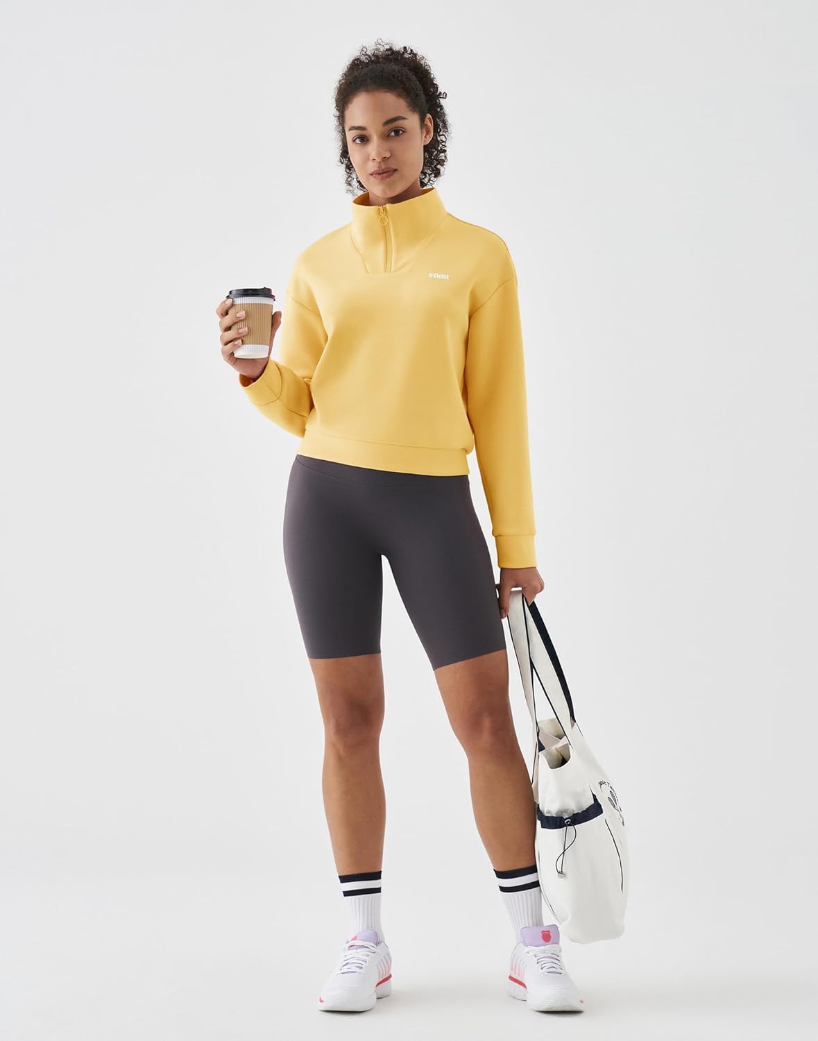 K-Swiss Quarter Zip Sweatshirts for Women, Long Sleeve Pullover Crop Tops for Casual Workout Ultra Soft and Breathable - Image 6