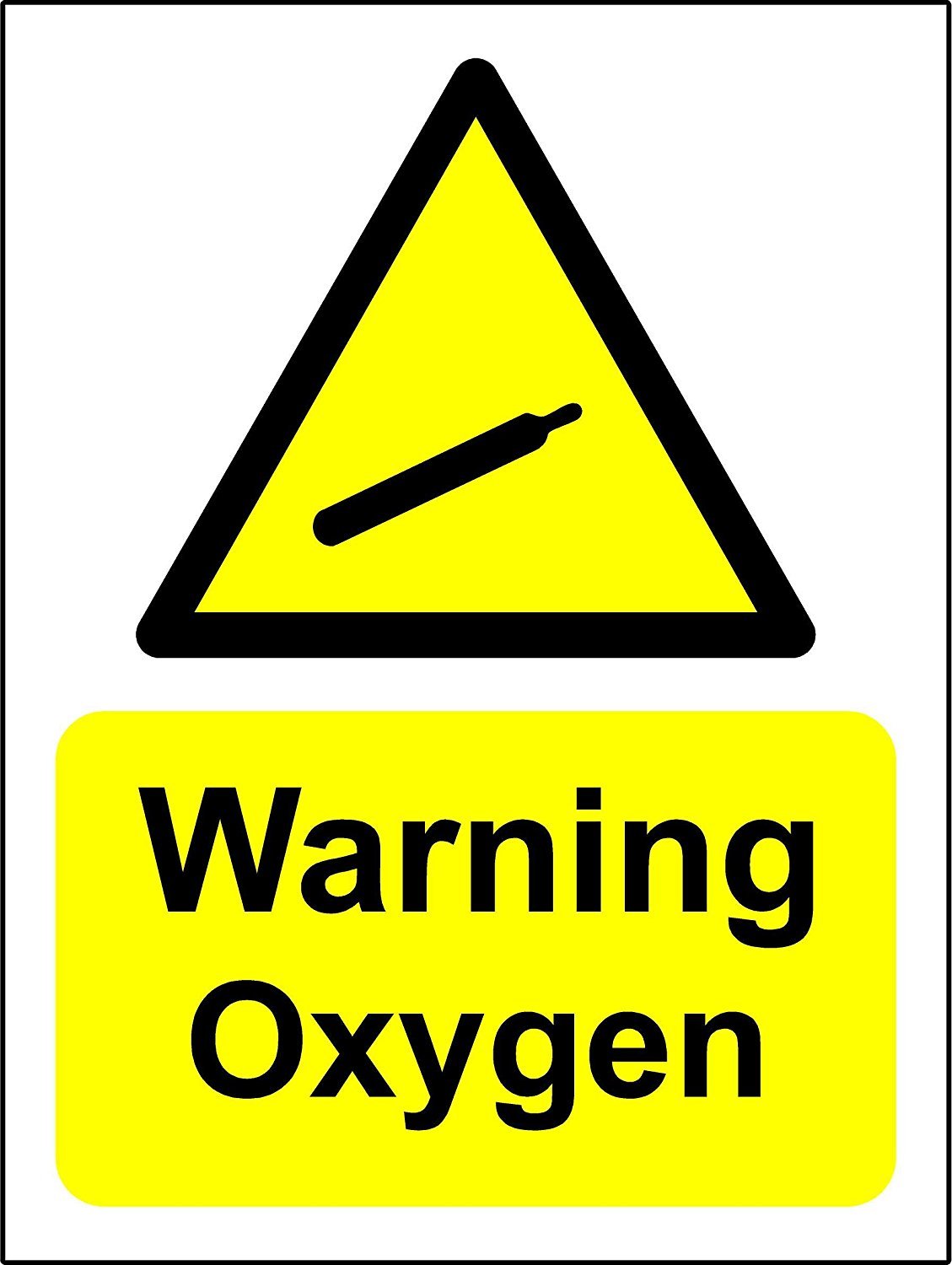 Warning oxygen safety sign - 1.2mm Rigid plastic 200mm x 150mm