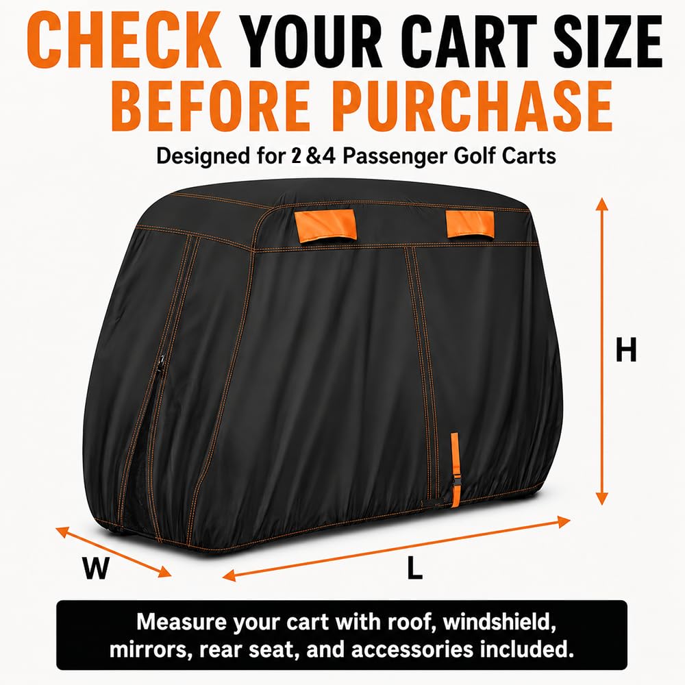 Funda para Carrito de Golf para Cushman Golfster Trophy 1965 1966 1967, Cubierta Exterior Resistente al Agua para 2/4/6 Plazas, con Correas Ajustables Ventilación