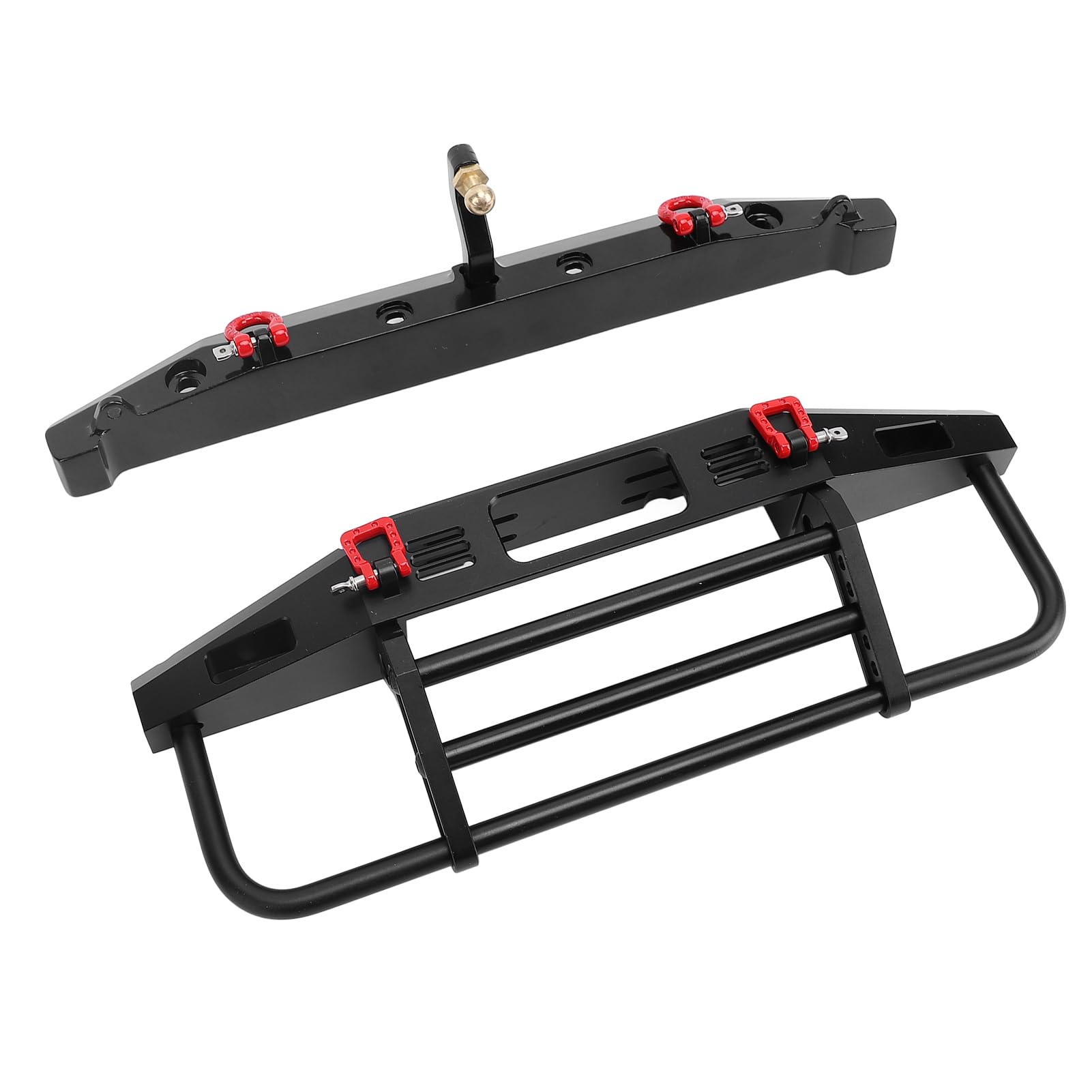 Profesjonalny Metalowy Przedni Zderzak Tylny do Samochodu Gąsienicowego Axial SCX10 SCX10II 90046 1/10 RC, z Regulowanym Pierścieniem Pociągowym i światłami Roboczymi LED