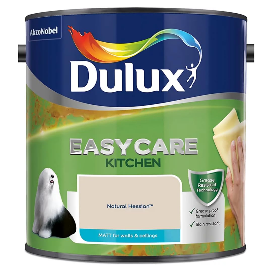 Natural Hessian Dulux Easycare Kitchen Matt Emulsion Paint 2.5L – Grease & Stain Resistant, Washable Matt Finish, Durable Interior Paint for Kitchen Walls & Ceilings