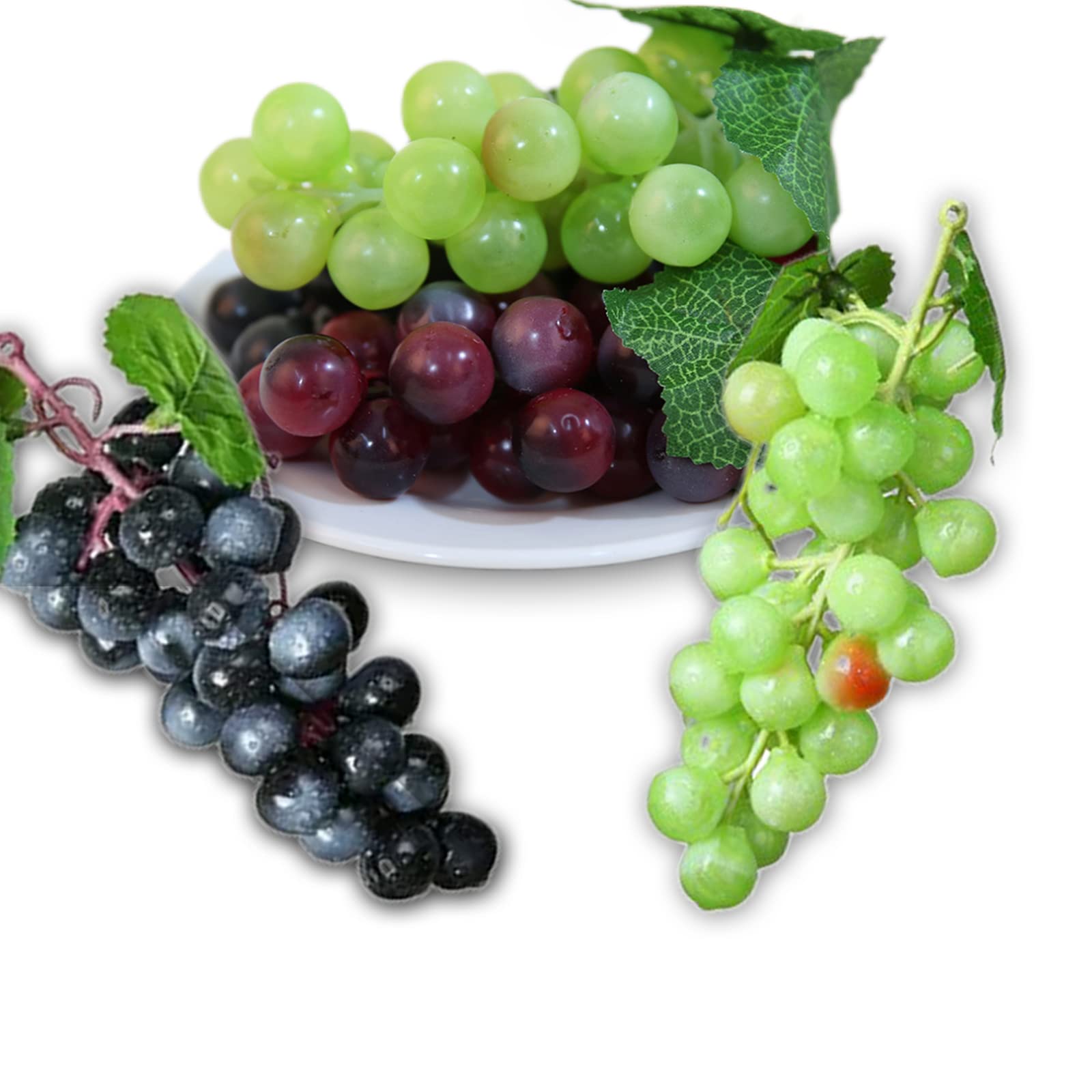 Uva Artificiale Realistica - Set Da 8 Grappoli Con Foglie, Rosso E Nero, Per Decorazione Casa, Bar E Matrimoni - Foto 6