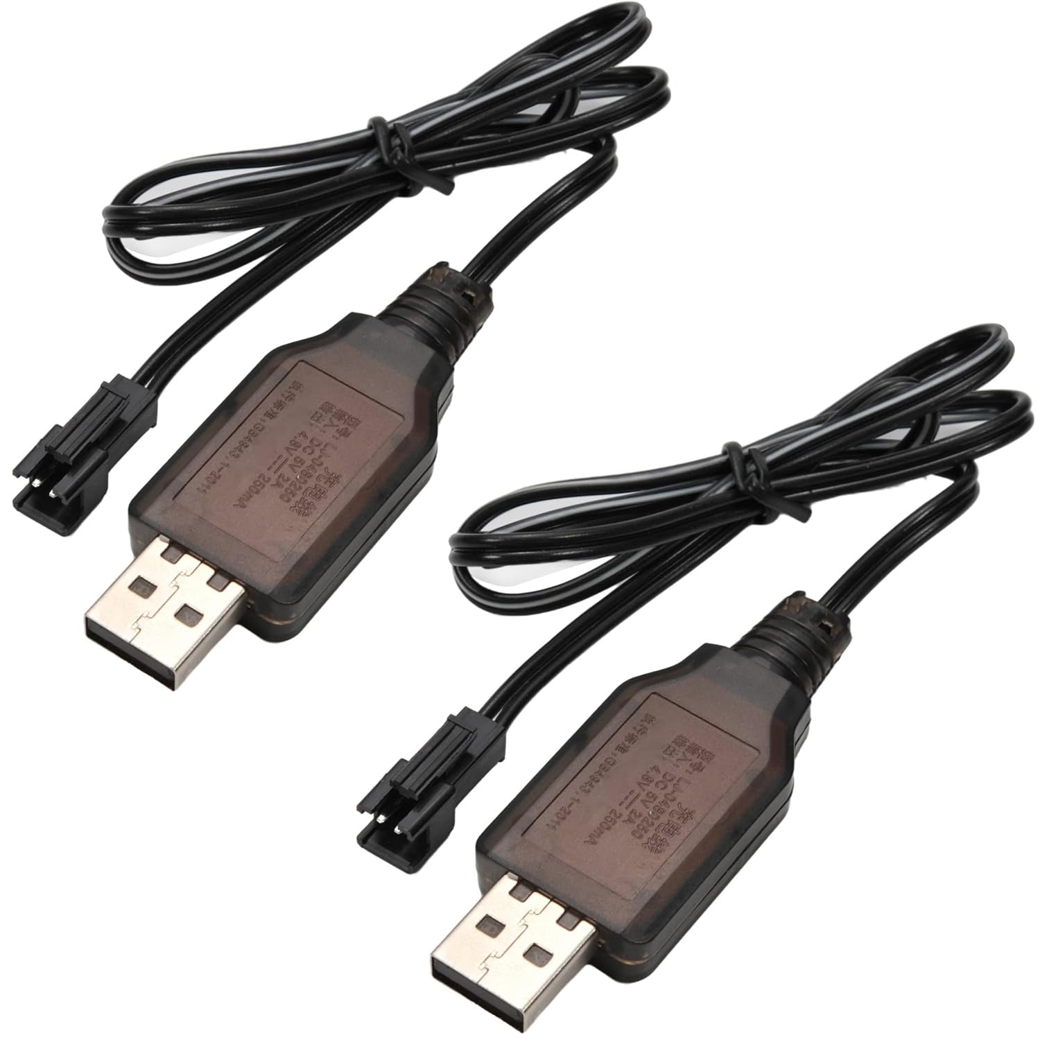 2pcs SM-2P Positive USB Charging Cable for RC Car 4.8 V 250mA Ni-MH Ni-CD Battery