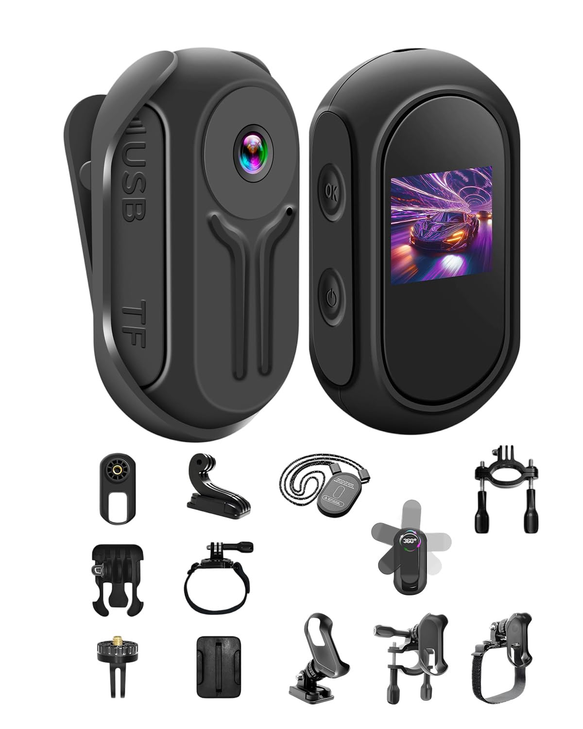 Caméra Sportive 1080P, Caméra d'action Magnétique