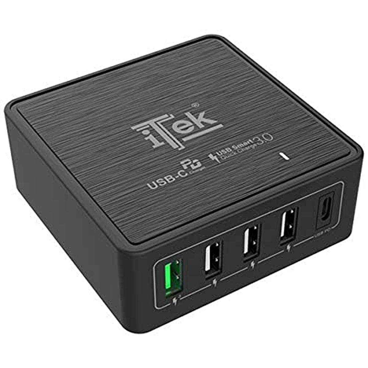 Desktop charger 60W, 13.2A(2x3A, 3x2.4A) with 5 ports: 1xUSB-C PD, 3xUSB Smart, 1xQC3.0, Smart IC