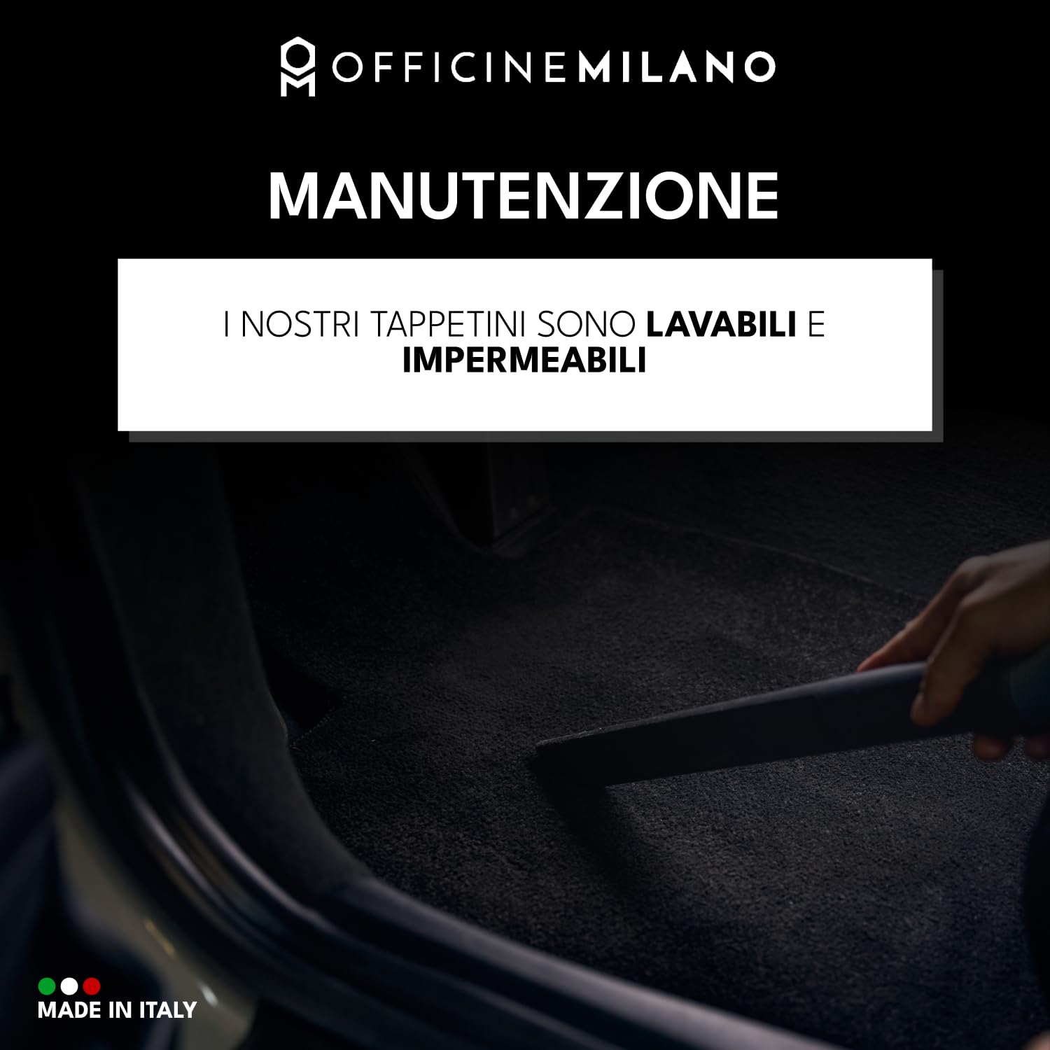 4 Tappetini in Moquette per Dacia Duster Compatibile con Modelli dal 2014 al 2018, Fondo Impermeabile e Antiscivolo con Battitacco in PVC - Alta Qualità - Made in Italy - OFFICINE MILANO
