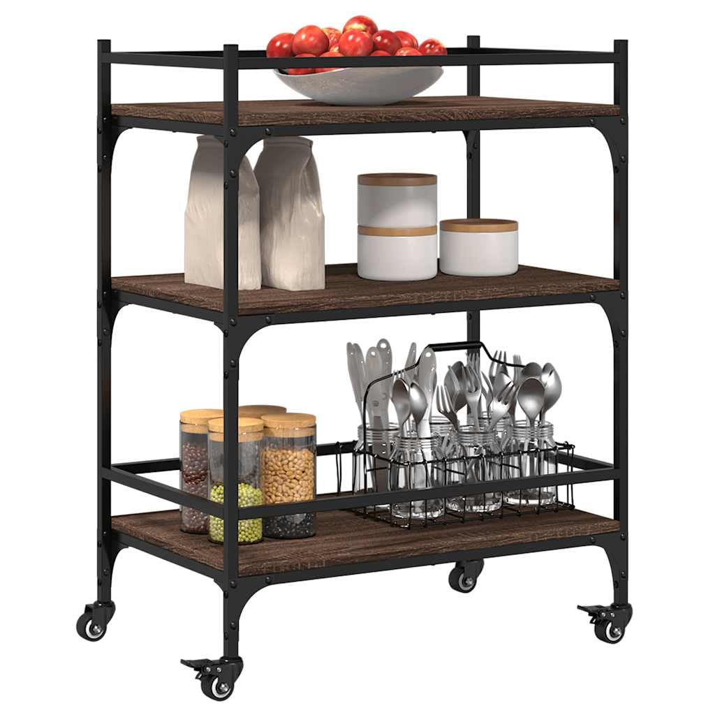 Carrello da cucina in legno di ingegneria marrone, 65 x 40 x 86,5 cm,